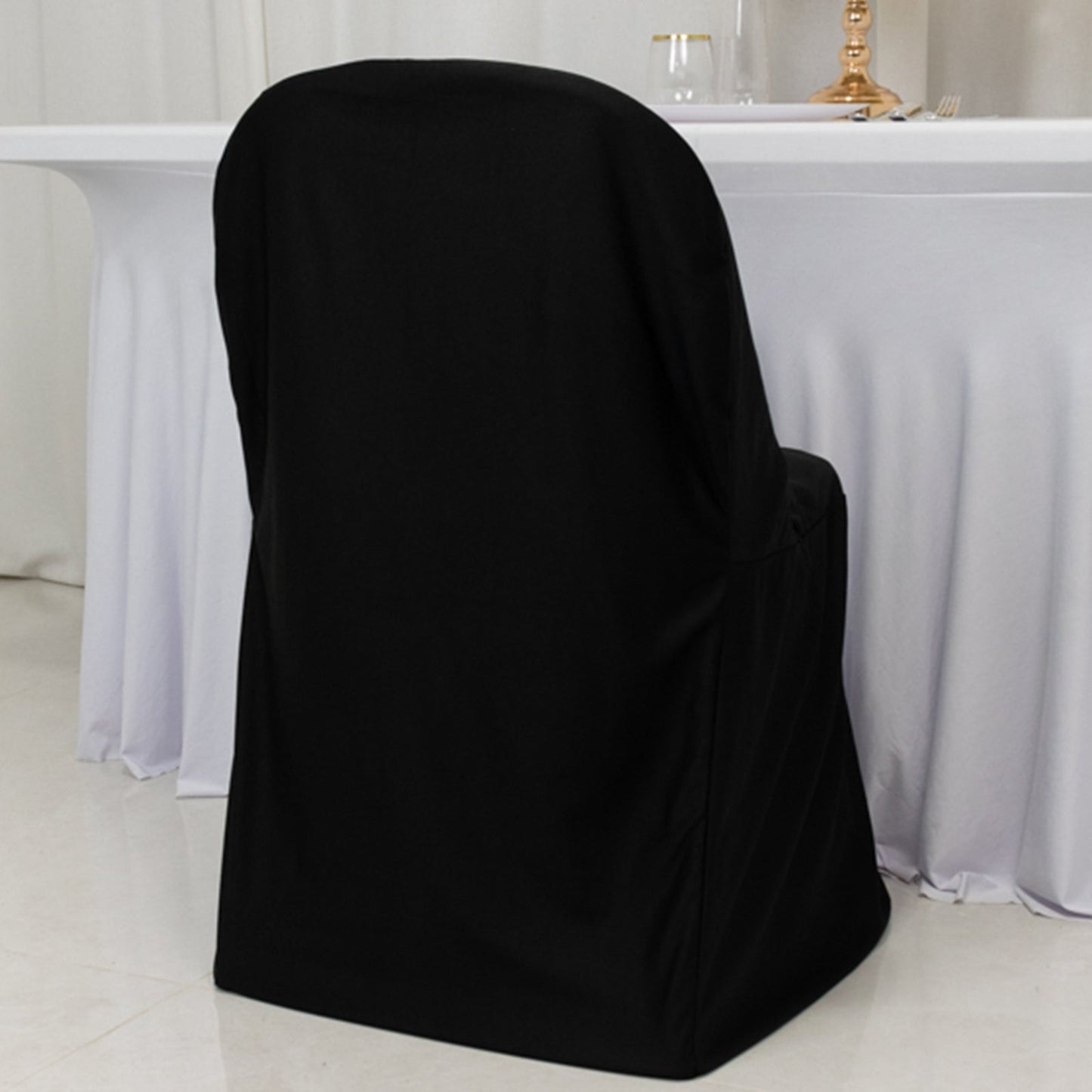Scuba Stretch Folding Chair Cover Black - Wrinkle Free & Durable Slipcover