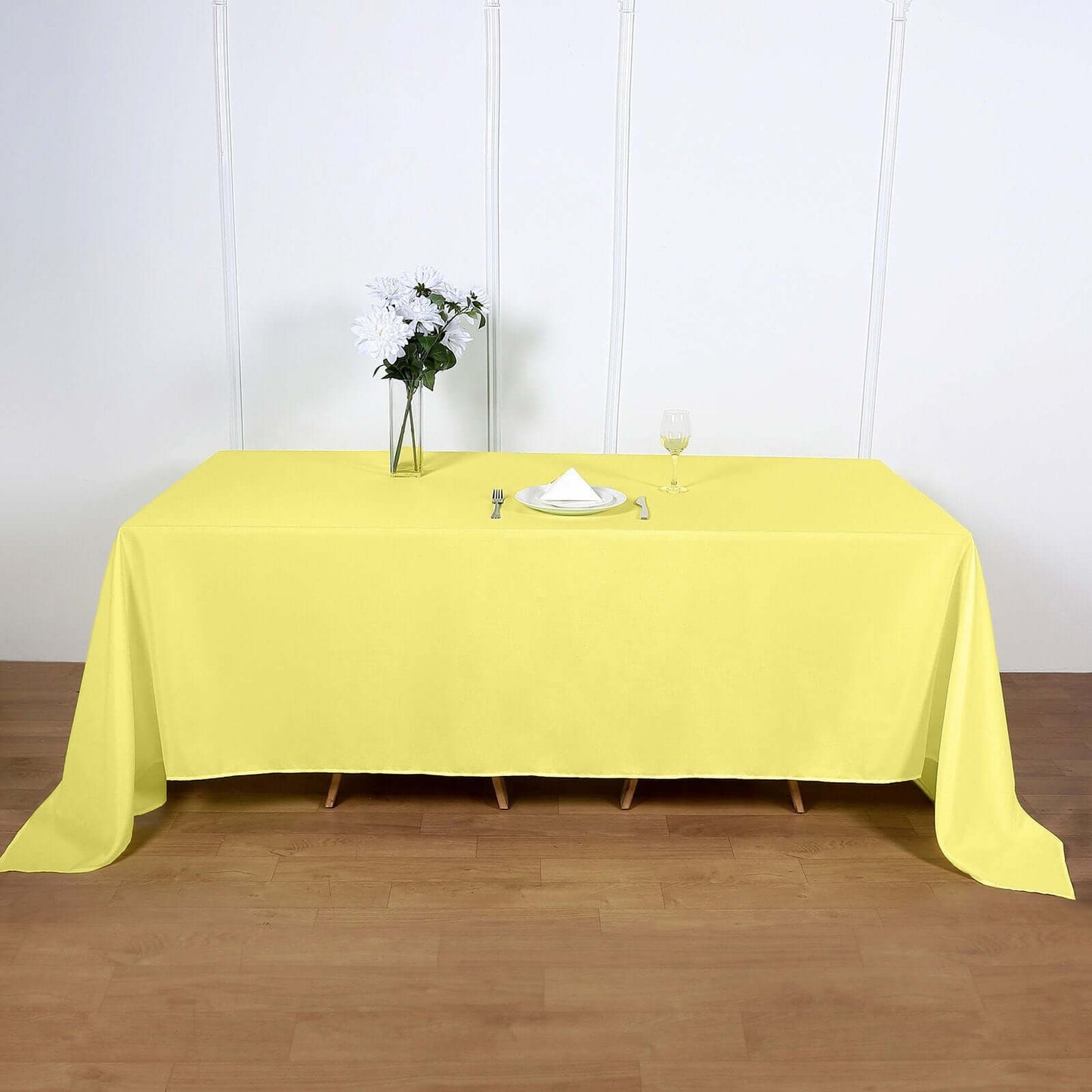 Polyester 90"x132" Rectangle Tablecloth Yellow - Seamless Wrinkle-Resistant Table Cover