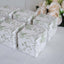 25 Pack White Sage Green Paper Favor Boxes in French Toile Pattern, Cardstock Party Shower Candy Gift Boxes - 3"x3"x3"