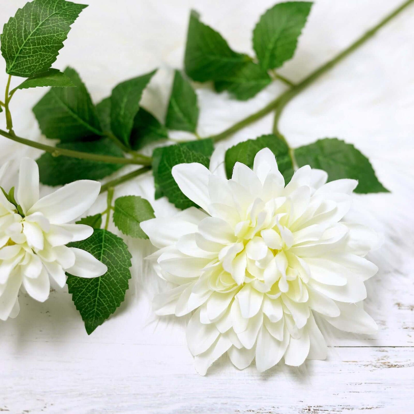 30" Tall Ivory Artificial Dahlia Silk Flower Stems, Faux Floral Spray