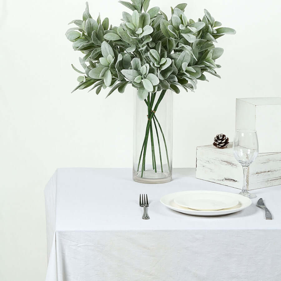 2 Stems 24" Tall Frosted Green Artificial Lambs Ear Leaf Indoor Plant