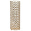 Full Crystal Beaded Candle Holder Shiny Gold Metal - Stylish Pillar Stand for Weddings 16" - Linen Luxes
