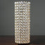 Full Crystal Beaded Candle Holder Shiny Gold Metal - Stylish Pillar Stand for Weddings 16" - Linen Luxes