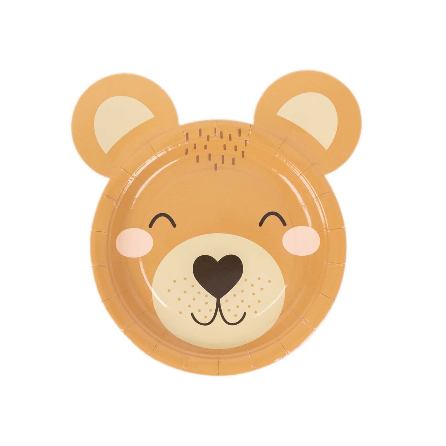 25-Pack Paper 7" Round Plates Brown Teddy Bear Print - Disposable 300GSM Cute Bear Themed Appetizer Dessert Party Plates for Baby Shower Birthday Event Decoration