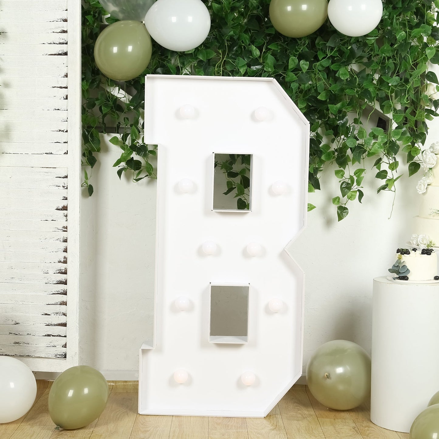 Giant LED Marquee Light Up Letter "B", White 4ft Pre-Cut Foam Board with 10 Warm White Battery Operated LEDs, Glue Gun and Sticks