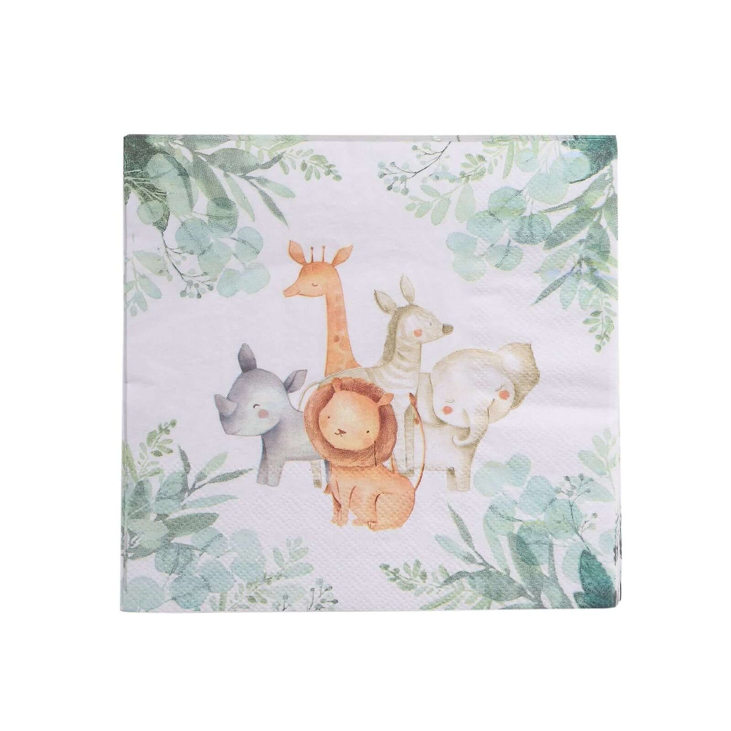 20-Pack Paper Beverage Napkins with Safari Animal Print - Jungle Theme 2 Ply Disposable Party Napkins 6.5"x6.5" 18GSM