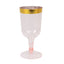 12 Pack Plastic Short Stem Wine Glasses Transparent Blush/Gold Rim - Stylish Disposable Drinkware 6oz