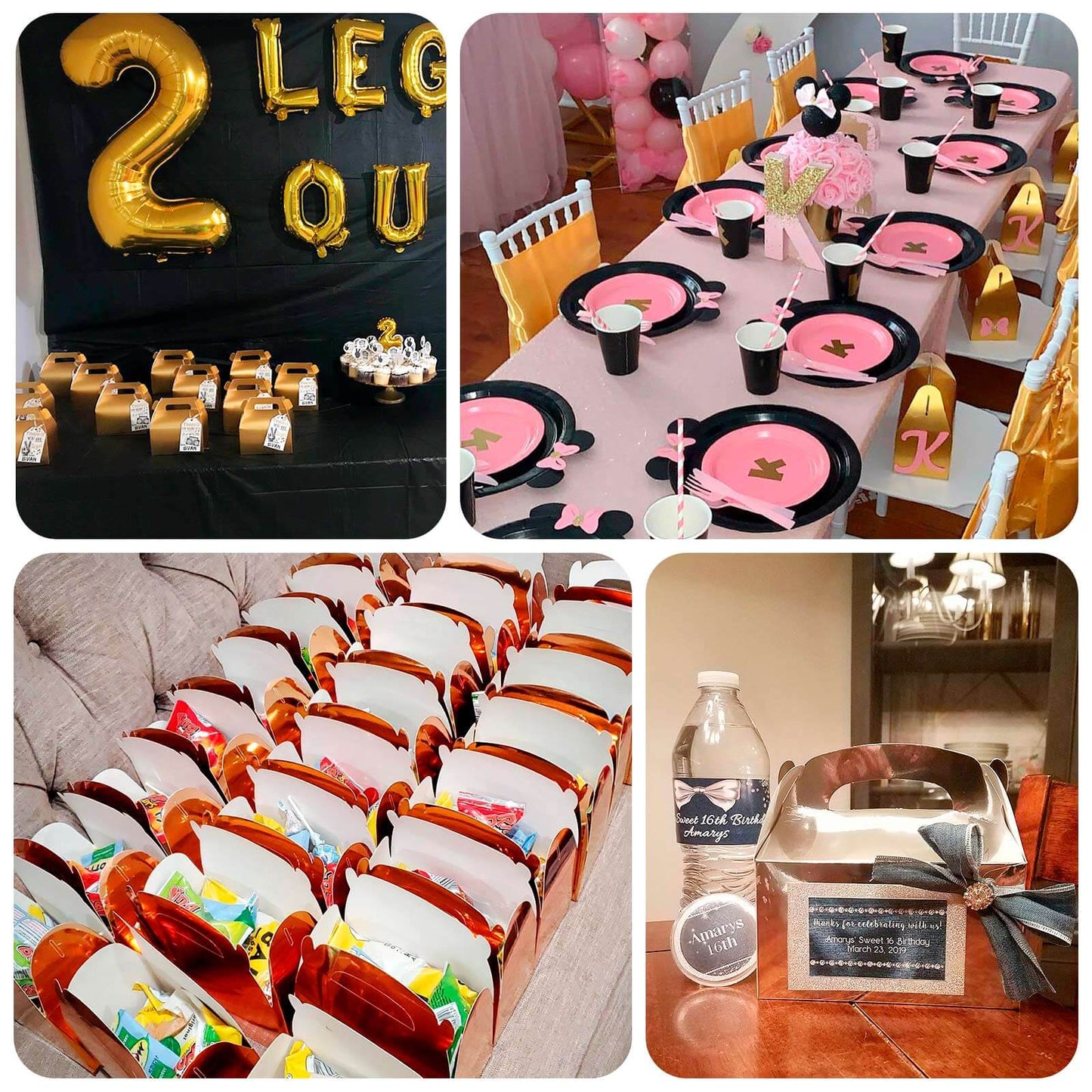 25 Pack Metallic Gold Candy Gift Tote Gable Boxes, Party Favor Treat Bags - 6"x3.5"x7"