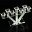 Crystal Glass Candelabra, 7-Branch Taper Candle Stick Holder Stand Table Centerpiece With Crystal Filler and Mirror Base 12"
