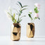 2-Pack Ceramic Cylinder Vases Metallic Gold Geometric - Stylish Modern Decor for Floral Arrangements 6"
