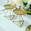 2-Pack Pillar Candle Holders Gold Metal Geometric Triangle Base Design - Decorative Centerpiece 5"