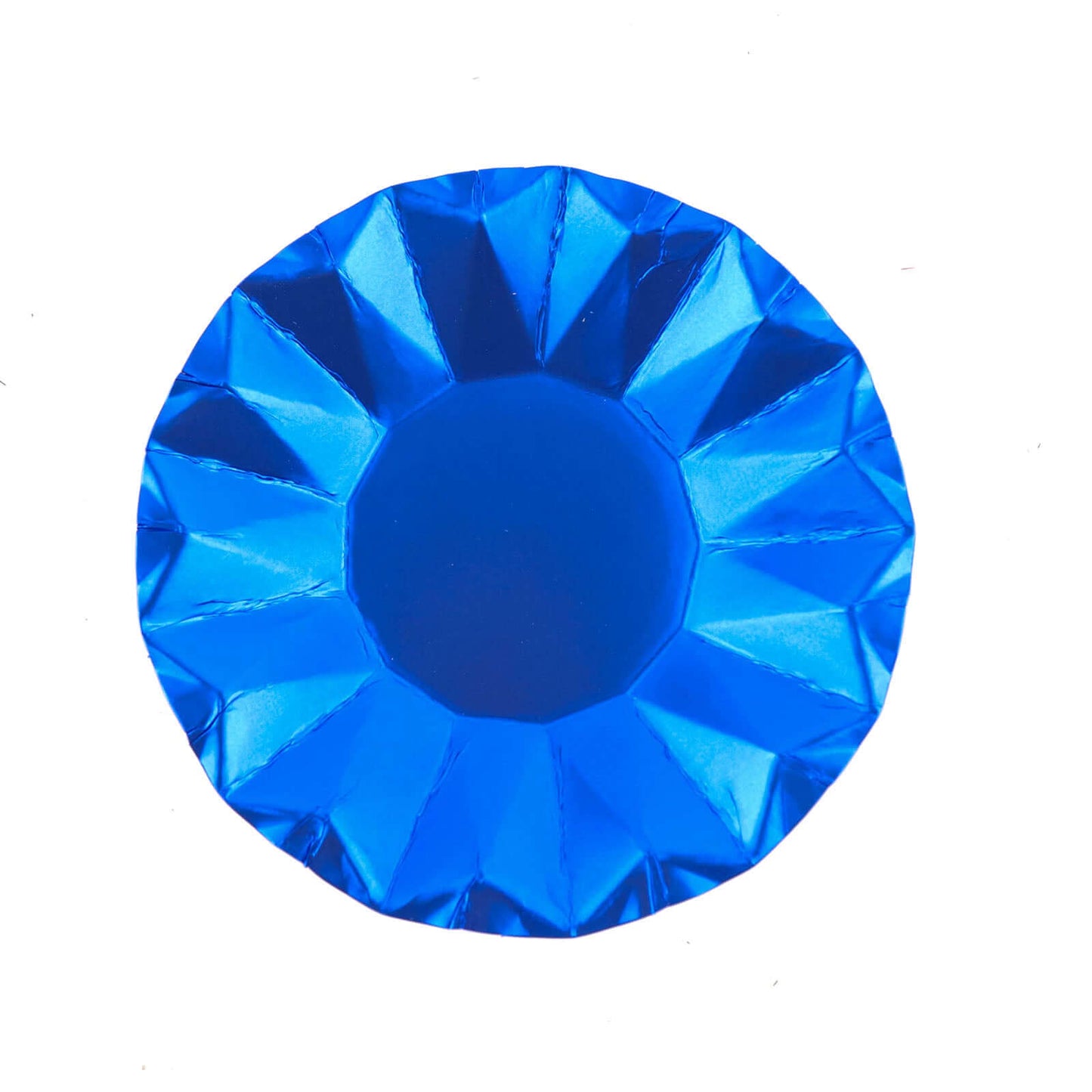 25-Pack Paper 7" Round Dessert Plates in Royal Blue with Geometric Prism Rim - Disposable 400GSM Appetizer Salad Plates