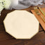 25-Pack Paper 7" Decagon Appetizer Plates in Beige with Gold Foil Rim