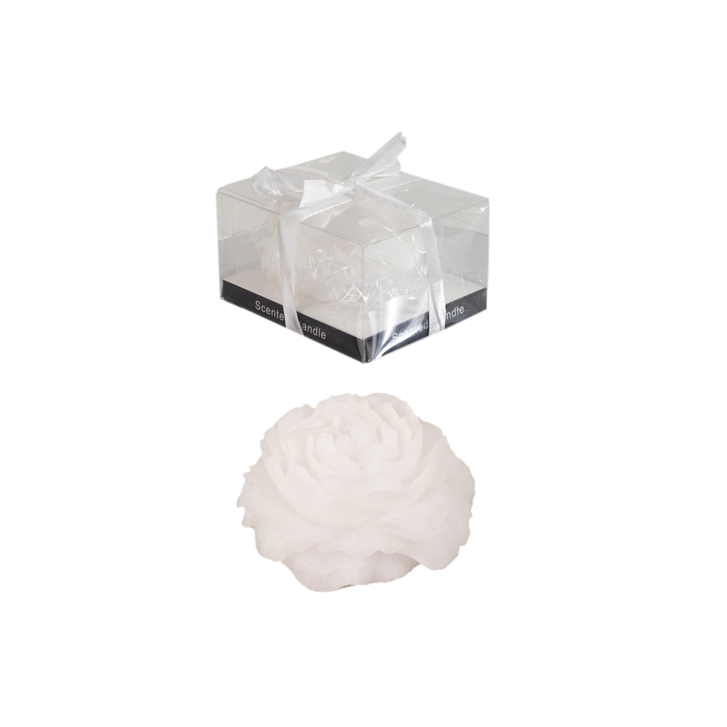 5-Pack Scented Candles Floating Peony Flower Design White Wax - Decorative Party Favors with Individual Gift Boxes & Ribbons 3"