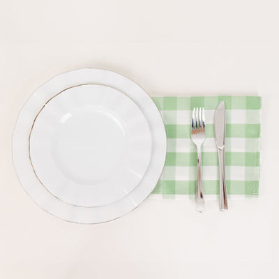 5 Pack Polyester 15"x15" Napkins Sage Green/White Buffalo Plaid Gingham Style Cloth Napkins