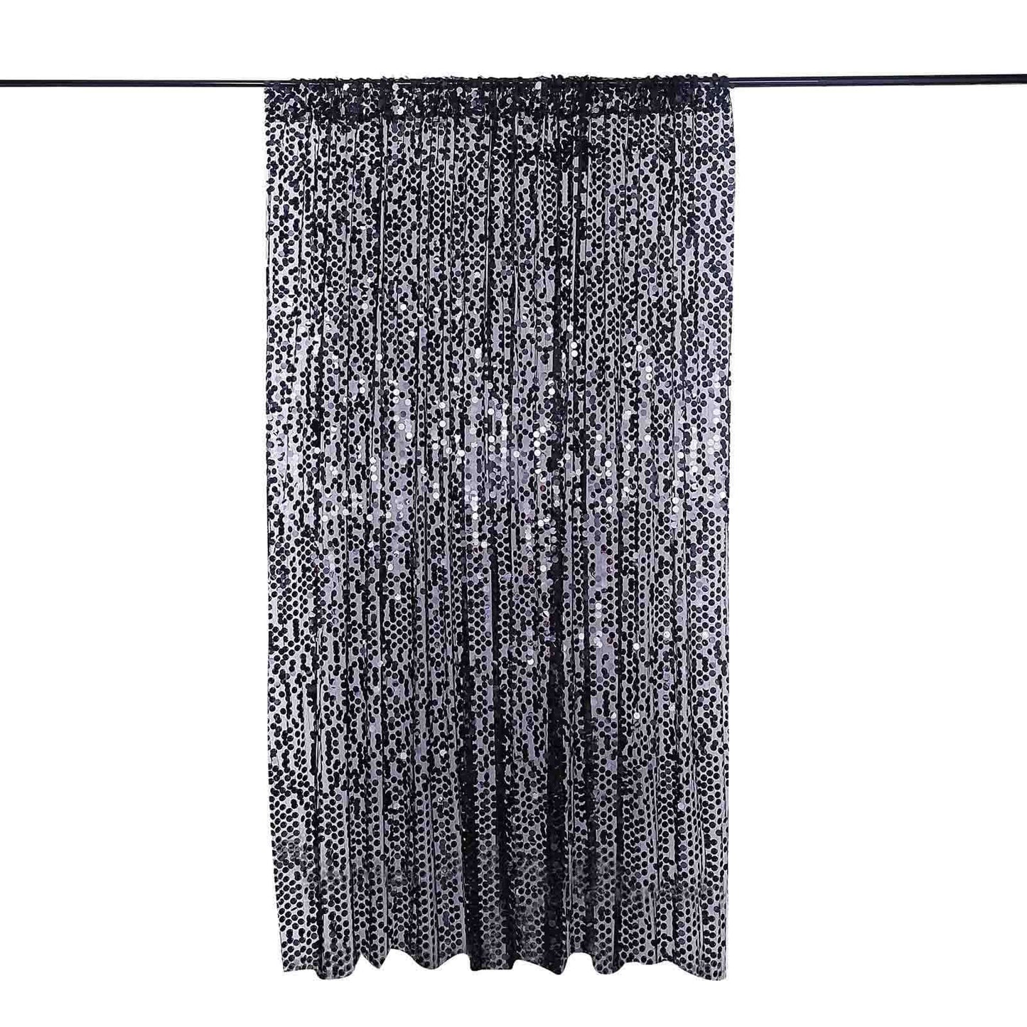 8ftx8ft Black Big Payette Sequin Event Curtain Drapes, Backdrop Event Panel