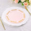 10-Pack Plastic 7.5" Round Appetizer Plates in Blush with Gold Embossed Scalloped Edge - Chic Disposable Salad Plates for Special Occasions & Banquets