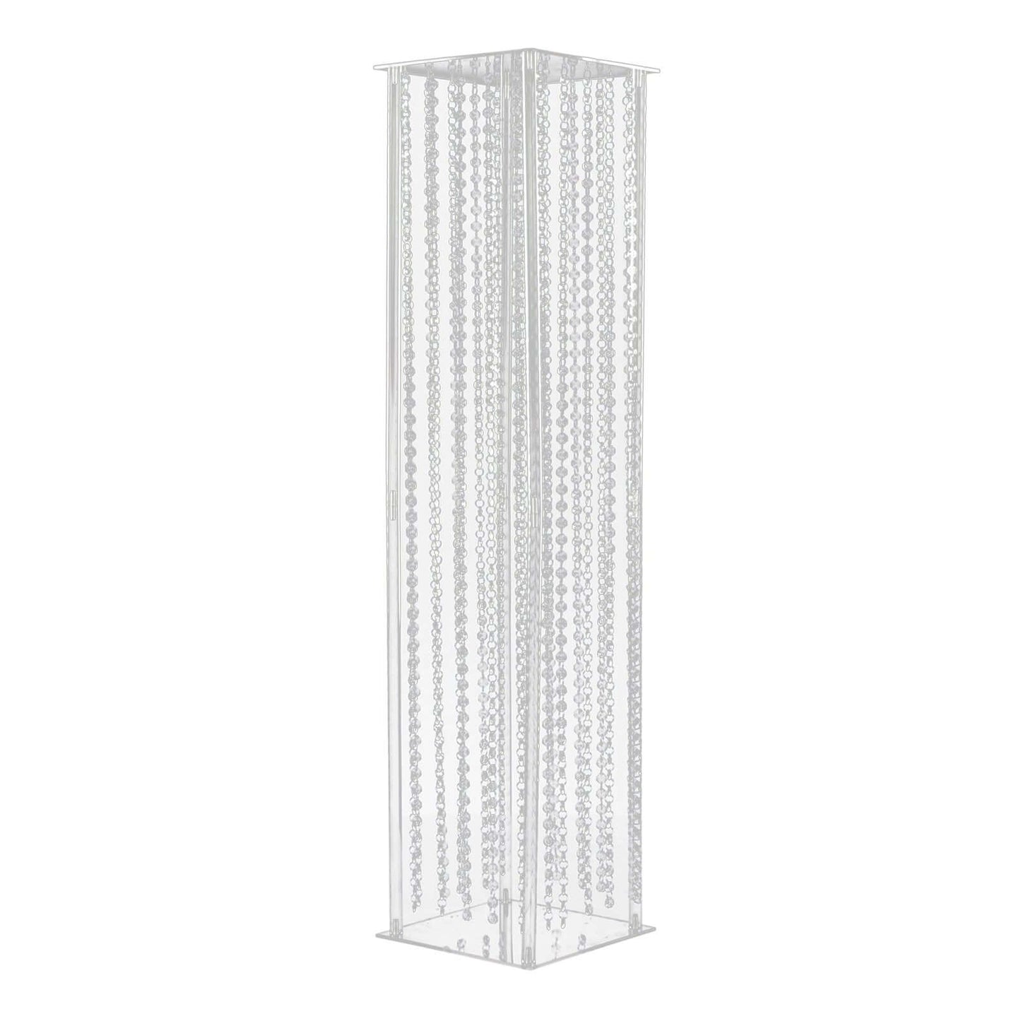 Acrylic Flower Pedestal Vase Pillar Stand with Crystal Beads Clear - Durable Wedding Floor Centerpiece for Large Displays 48"