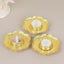 3-Pack Metal Votive Candle Holders Plum Blossom Design Shiny Gold - Vintage Mini Tea Cup Saucers 4"