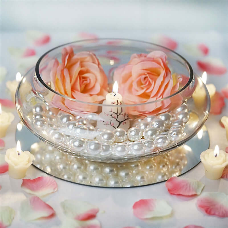 Glass Floating Candle Bowl Multi - Purpose Design - Table Centerpiece for Decor 10" - Linen Luxes