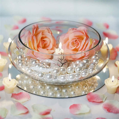 Glass Floating Candle Bowl Multi - Purpose Design - Table Centerpiece for Decor 10" - Linen Luxes