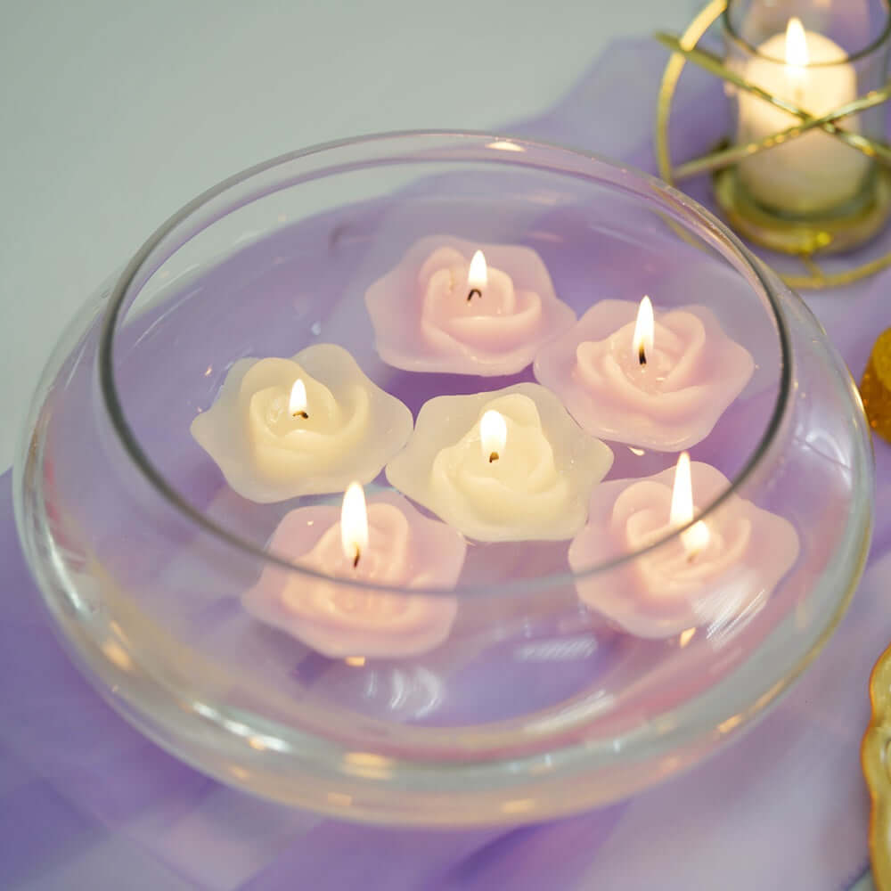 Glass Floating Candle Bowl Multi - Purpose Design - Table Centerpiece for Decor 10" - Linen Luxes