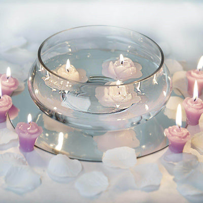 Glass Floating Candle Bowl Multi - Purpose Design - Table Centerpiece for Decor 7" - Linen Luxes