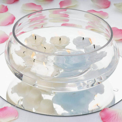 Glass Floating Candle Bowl Multi - Purpose Design - Table Centerpiece for Decor 7" - Linen Luxes