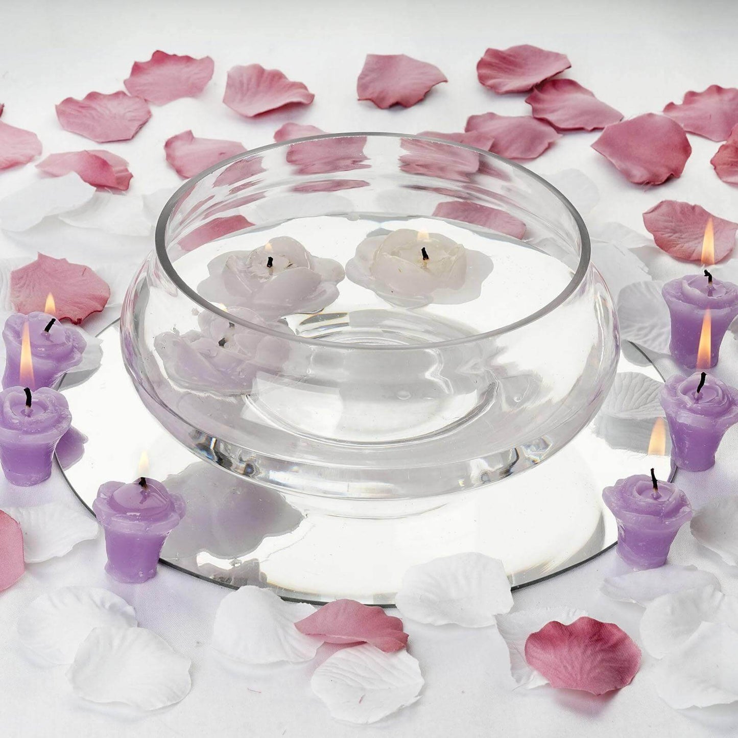 Glass Floating Candle Bowl Multi - Purpose Design - Table Centerpiece for Decor 7" - Linen Luxes