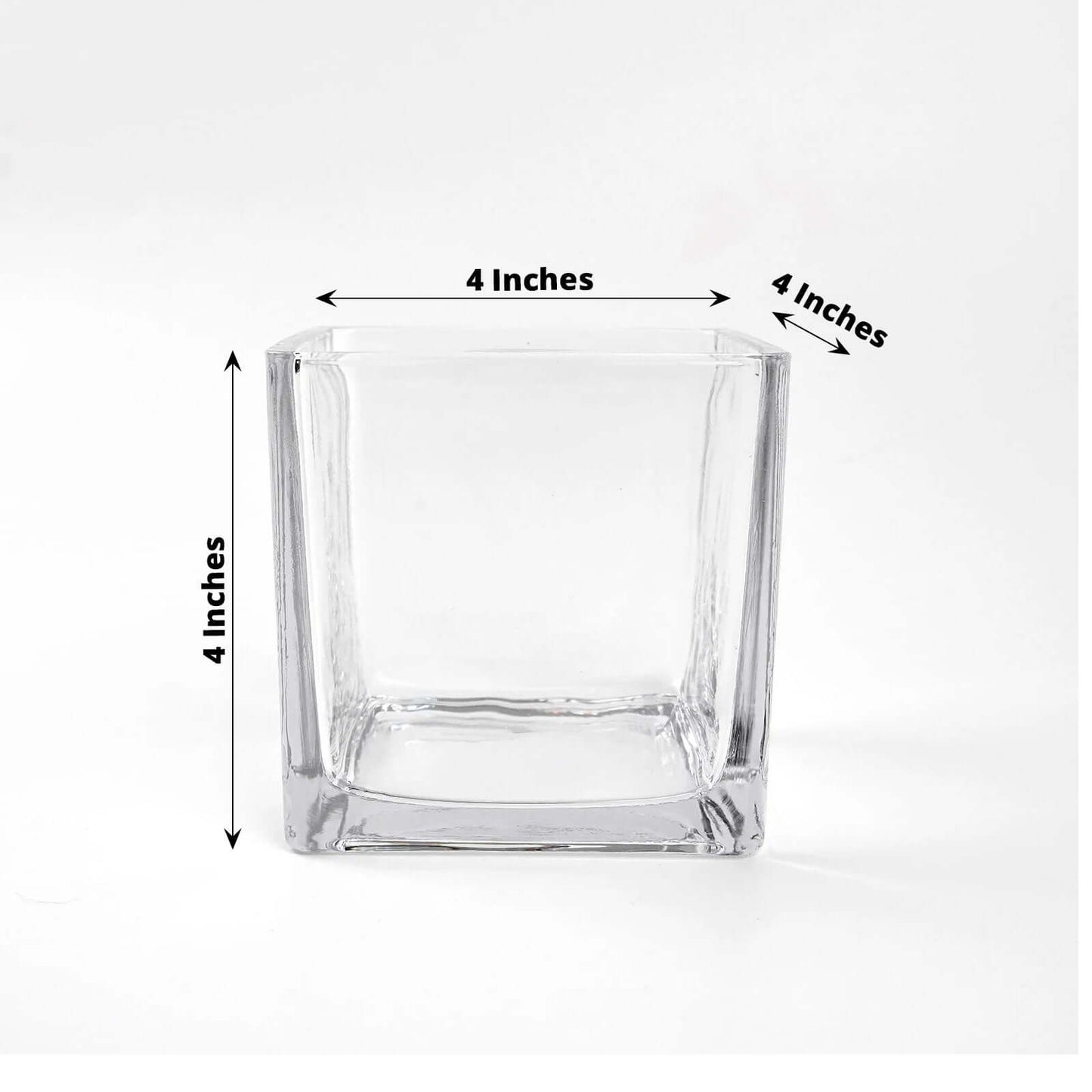 Glass Flower Vase Square Design Heavy Duty Clear - Premium Table Centerpiece for Events 4" - Linen Luxes