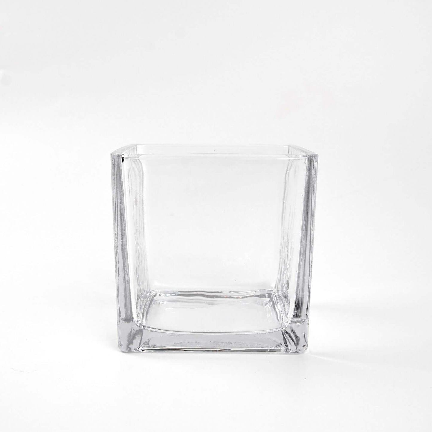Glass Flower Vase Square Design Heavy Duty Clear - Premium Table Centerpiece for Events 4" - Linen Luxes