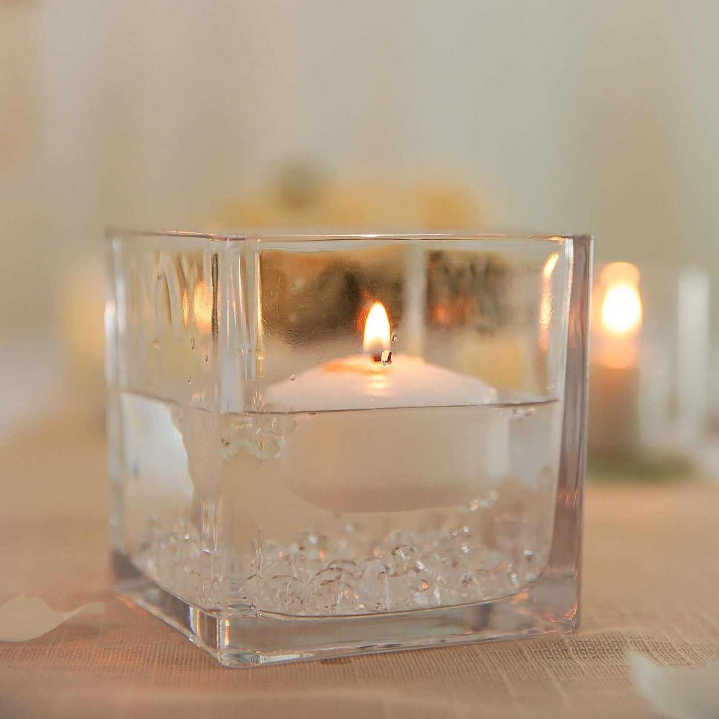 Glass Flower Vase Square Design Heavy Duty Clear - Premium Table Centerpiece for Events 4" - Linen Luxes