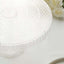 4-Pack Plastic Round Pedestal Cake Stands Clear - Reusable Cupcake Pastry Display Risers with Hollow Ribbon Trim Edges for Stylish Dessert Presentation 13"