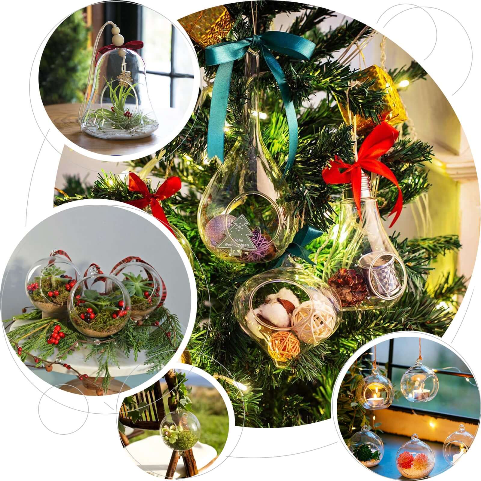 Glass Terrarium Hanging Bell Shaped Design with Twine Rope - Unique Free - Falling Planter for Air Plants & Displays 9" - Linen Luxes