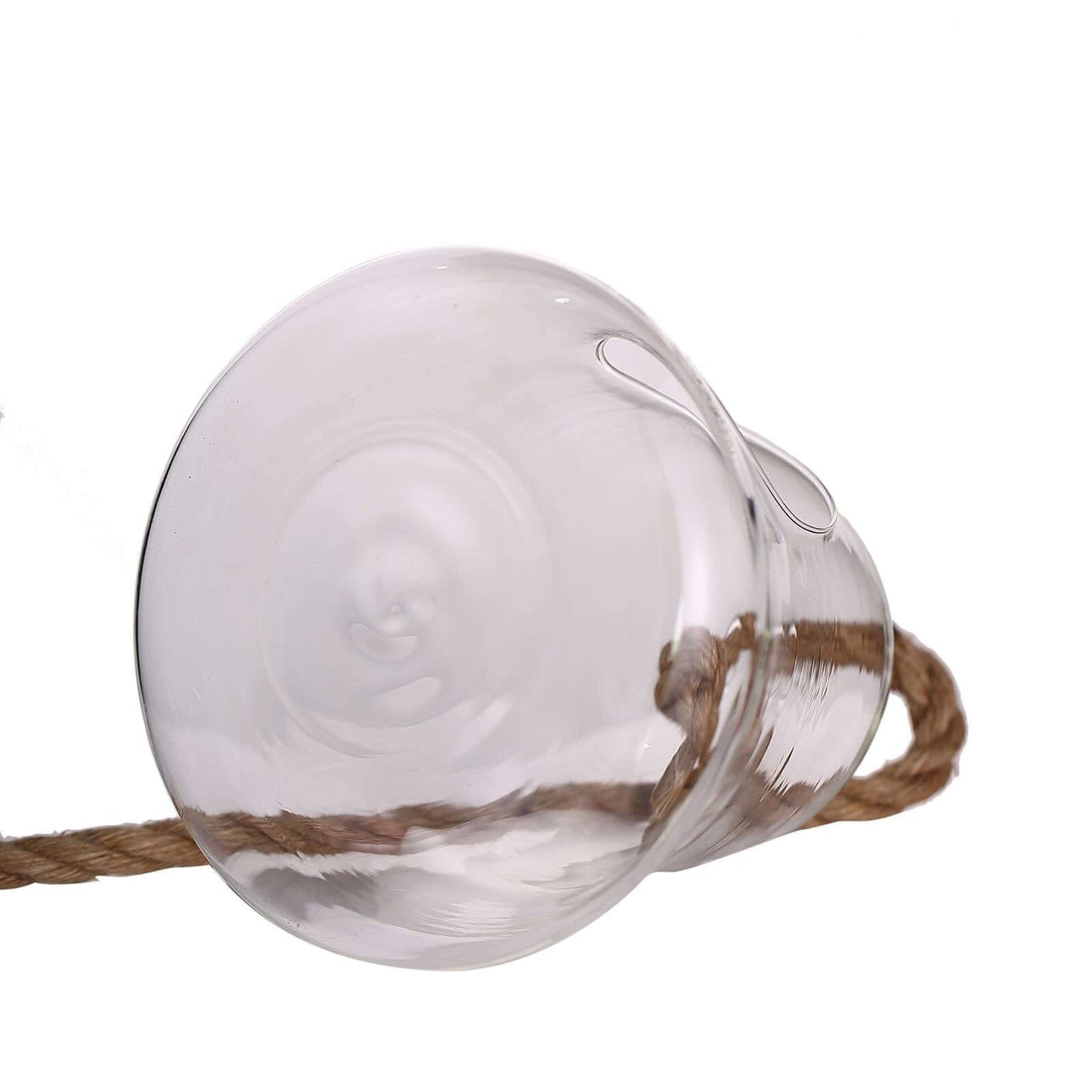 Glass Terrarium Hanging Bell Shaped Design with Twine Rope - Unique Free - Falling Planter for Air Plants & Displays 9" - Linen Luxes