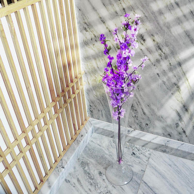 Glass Trumpet Floor Vase Reversible Clarinet Style Clear - Decorative Flower Centerpiece for Events 40" - Linen Luxes
