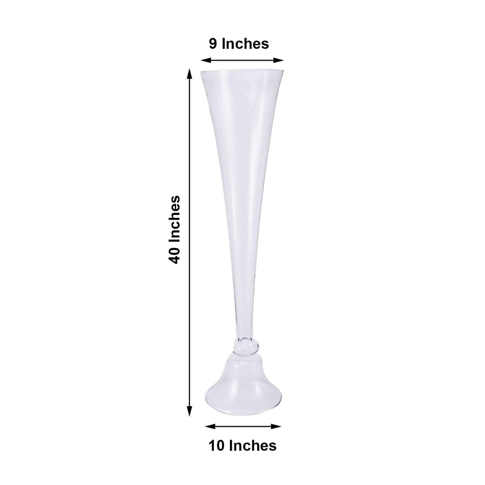 Glass Trumpet Floor Vase Reversible Clarinet Style Clear - Decorative Flower Centerpiece for Events 40" - Linen Luxes