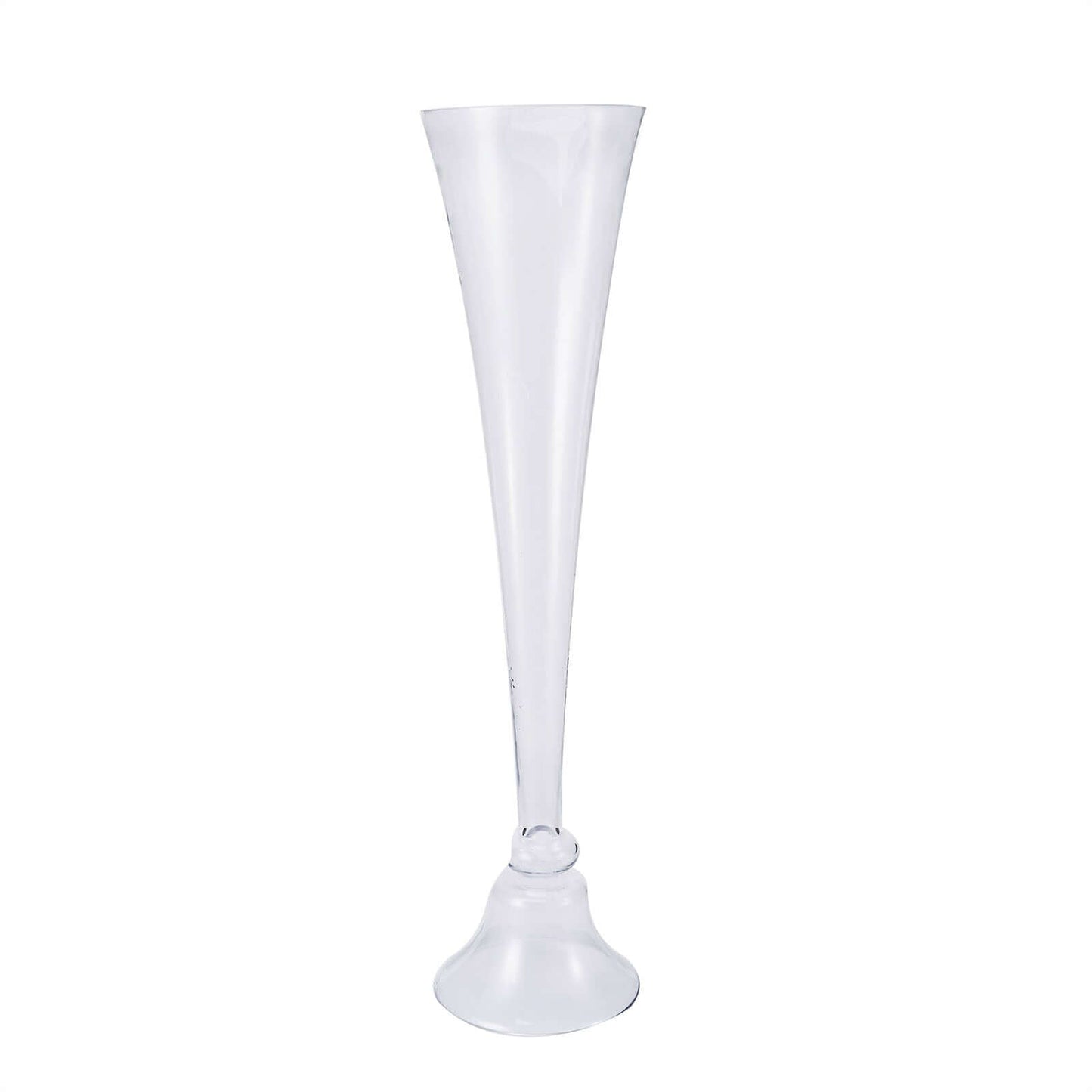 Glass Trumpet Floor Vase Reversible Clarinet Style Clear - Decorative Flower Centerpiece for Events 40" - Linen Luxes