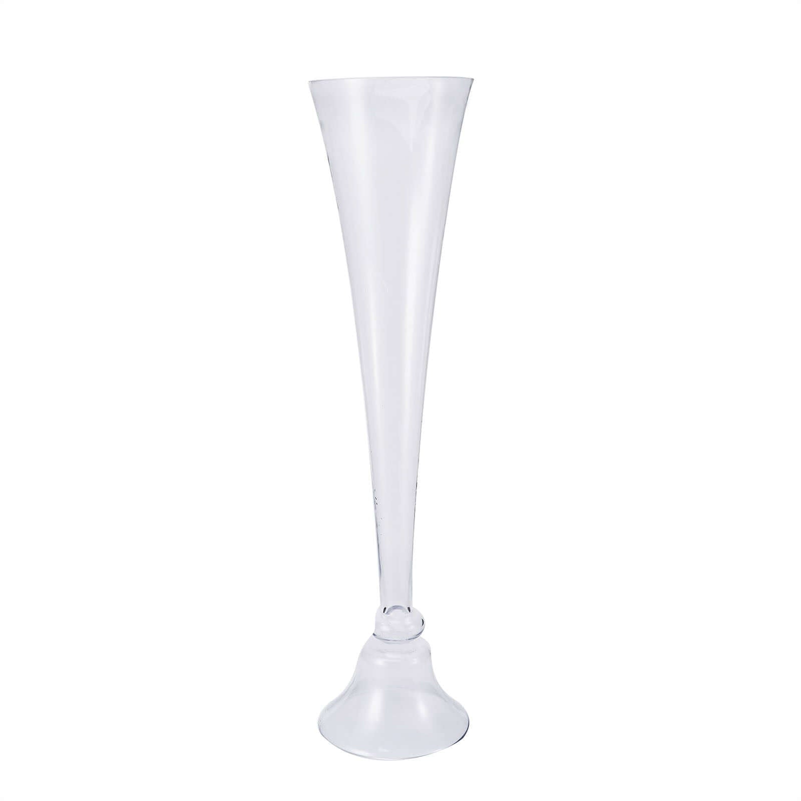 Glass Trumpet Floor Vase Reversible Clarinet Style Clear - Decorative Flower Centerpiece for Events 40" - Linen Luxes