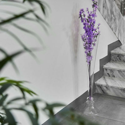 Glass Trumpet Floor Vase Reversible Clarinet Style Clear - Decorative Flower Centerpiece for Events 40" - Linen Luxes