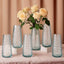 6-Pack Glass Urn Vases Clear with Diamond Crystal Cut Pattern - Stylish Decorative Design for Event Decor 8.5"