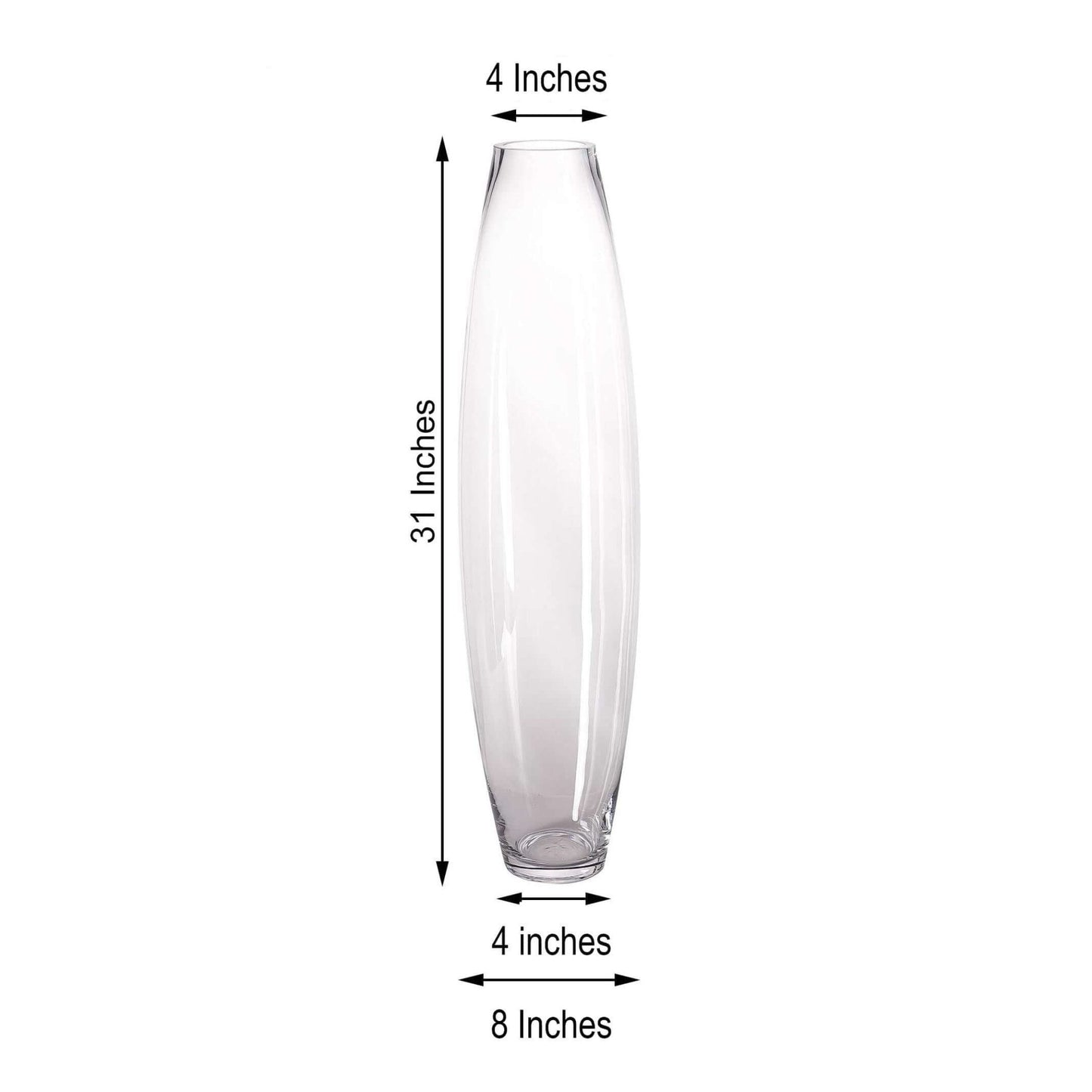 Glass Vase Cylinder Design Tapered Clear - Durable Heavy Duty Flower Centerpiece for Events 31" - Linen Luxes