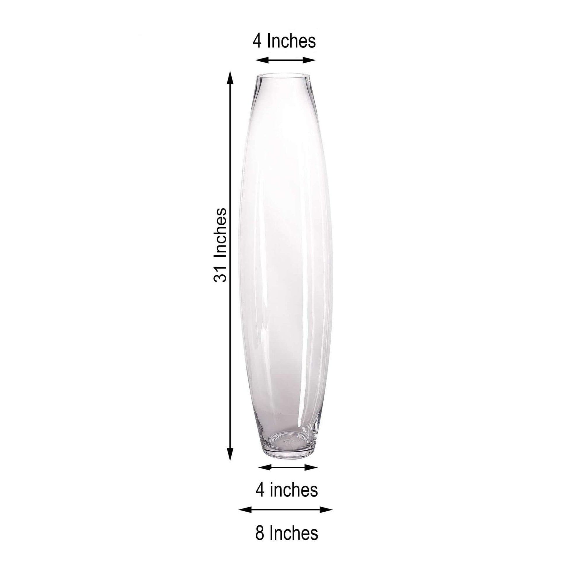 Glass Vase Cylinder Design Tapered Clear - Durable Heavy Duty Flower Centerpiece for Events 31" - Linen Luxes