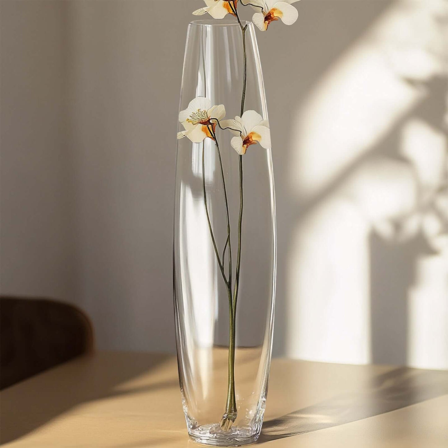 Glass Vase Cylinder Design Tapered Clear - Durable Heavy Duty Flower Centerpiece for Events 31" - Linen Luxes