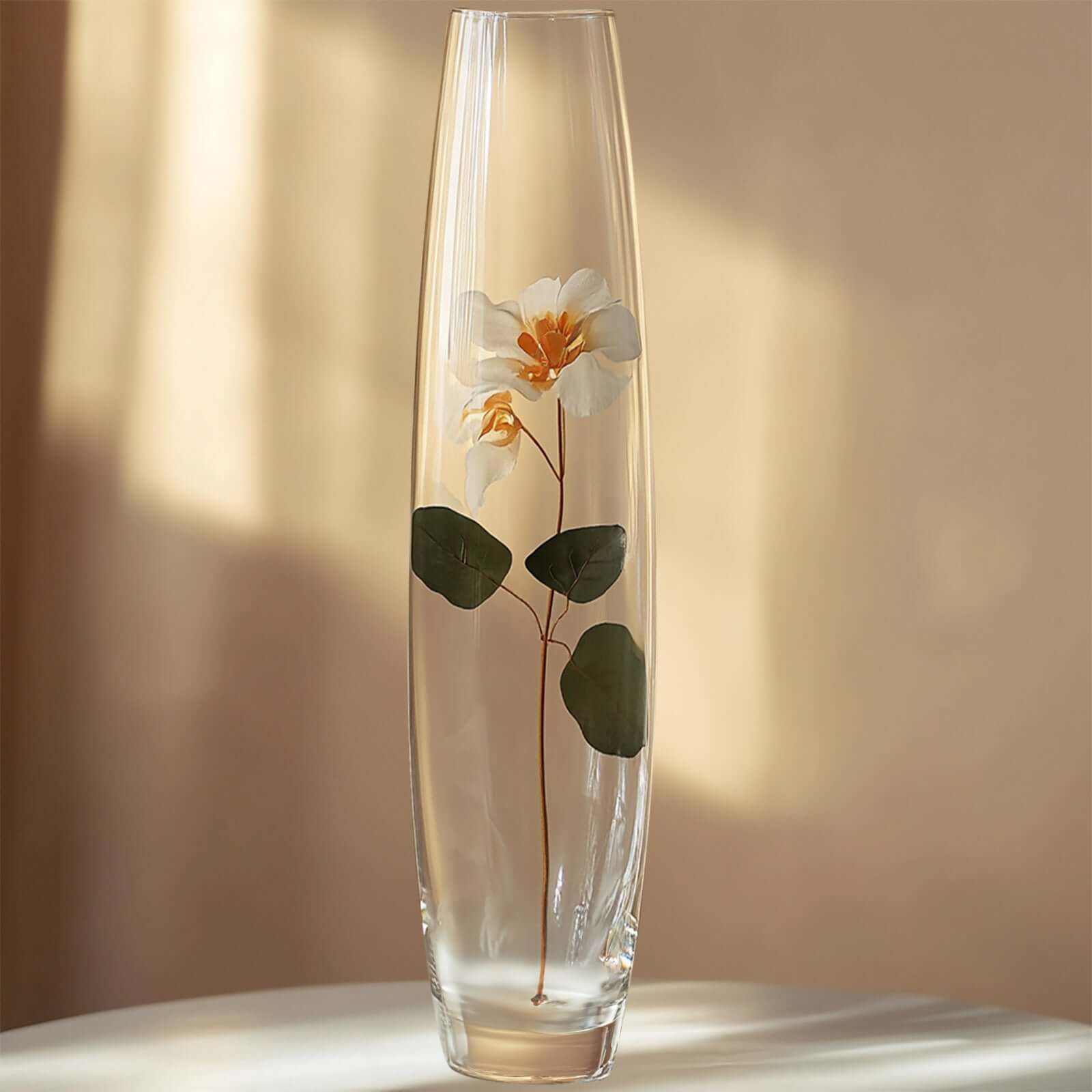 Glass Vase Cylinder Design Tapered Clear - Durable Heavy Duty Flower Centerpiece for Events 31" - Linen Luxes