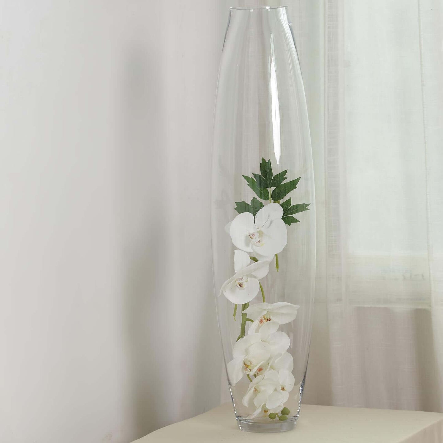 Glass Vase Cylinder Design Tapered Clear - Durable Heavy Duty Flower Centerpiece for Events 31" - Linen Luxes