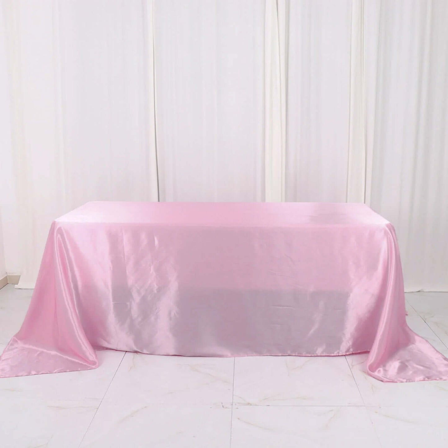 Satin Rectangular 90"x132" Tablecloth Pink - Seamless Table Cover