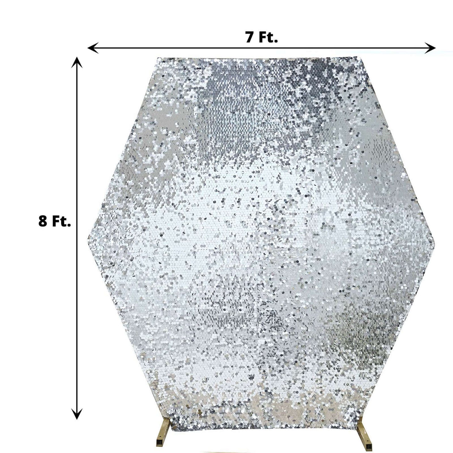 8ftx7ft Silver Big Payette Sequin Sparkly Hexagon Backdrop Stand Cover