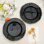 10-Pack Plastic Dinner Plates in Black with Gold Scalloped Rim - Disposable Party Plates for Upscale Events & Banquets 9"