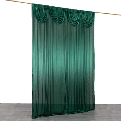 10ftx10ft Hunter Emerald Green Double Drape Pleated Satin Event Curtain Drapes, Glossy Photo Backdrop Event Panel
